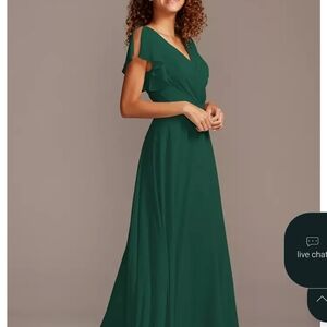 Davids Bridal Bridesmaid Dress With Flutter Sleeve In Juniper, Size 20